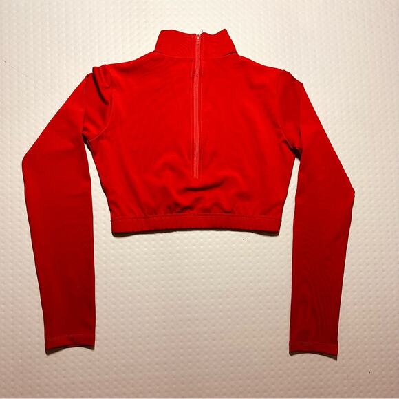 Chasse Cheer Adult Medium all red long sleeve crop top dance zipper back - Picture 4 of 9